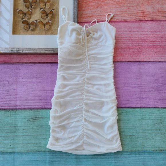 Princess Polly White Sassy Ruched Mesh Mini Dress - Picture 7 of 13